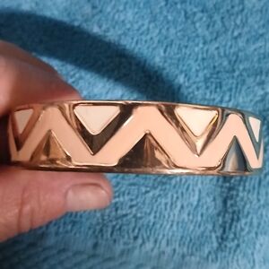 Gold Peach and Cream Geometric Triangle Bangle Bracelet